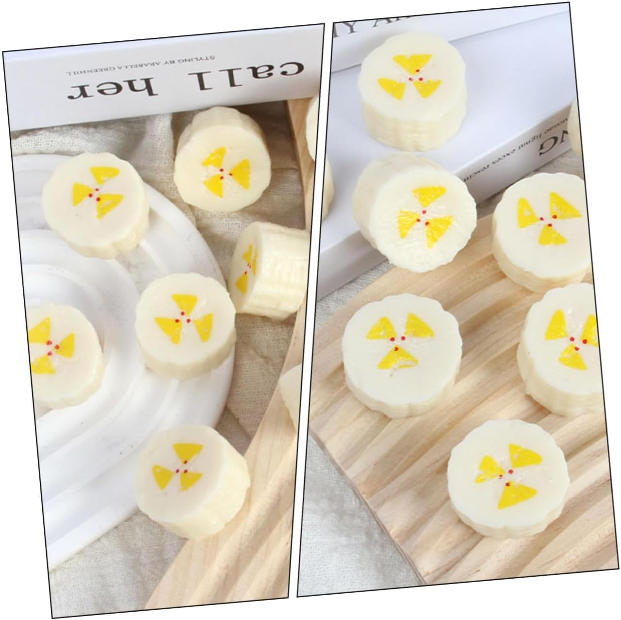 10pcs Lifelike Fake Bananas Artificial Banana Slices Decor