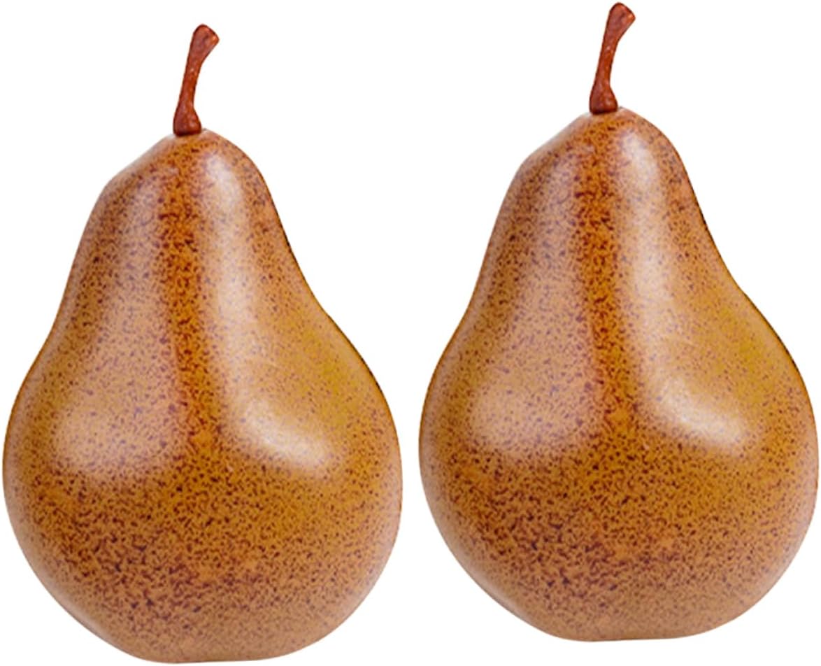 6pcs Faux Pears Decorations Lifelike Artificial Fruit Models for Home Kitchen Office and Restaurant