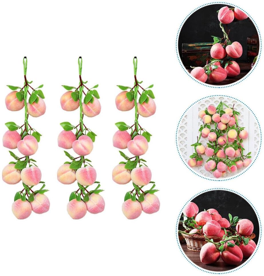 VOSAREA Artificial Peach Pendant 3pc Set