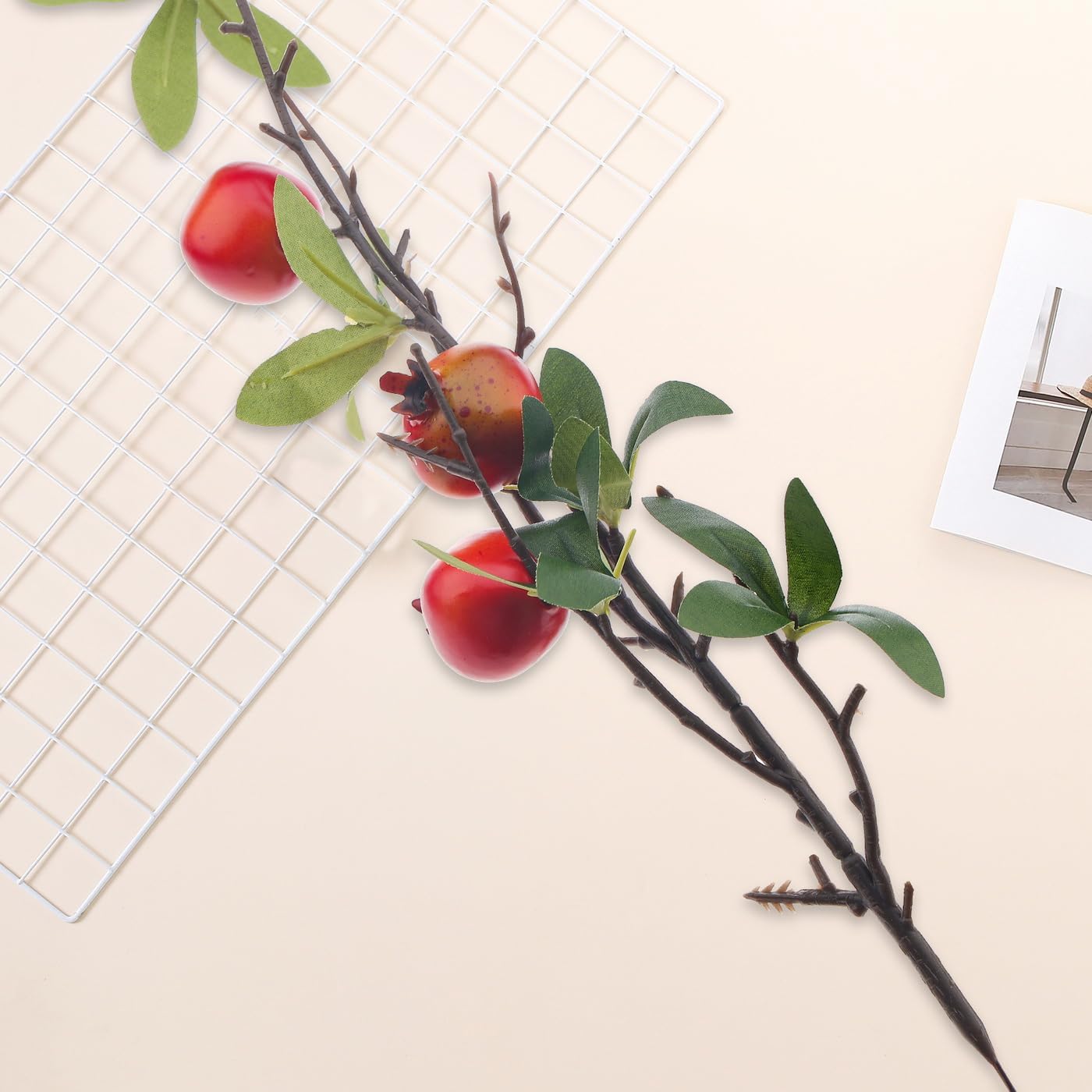 Woration 5PCS Artificial Pomegranate Branches Set