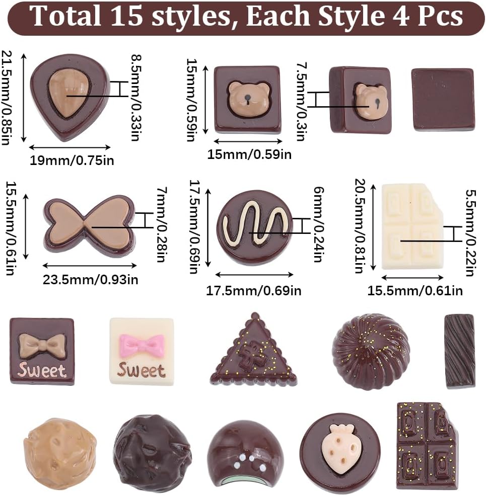 SUNNYCLUE 60PCS Artificial Chocolate Decor Set