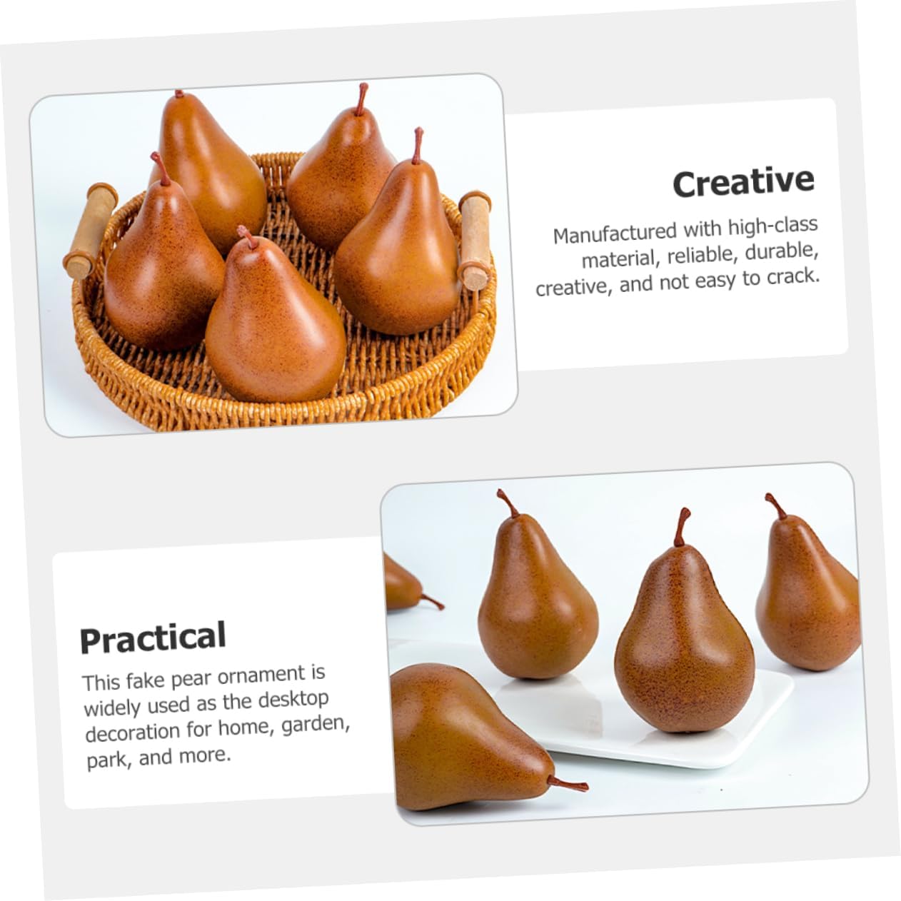 Cabilock 2Pcs Lifelike Fake Pears Artificial Fruit Decor