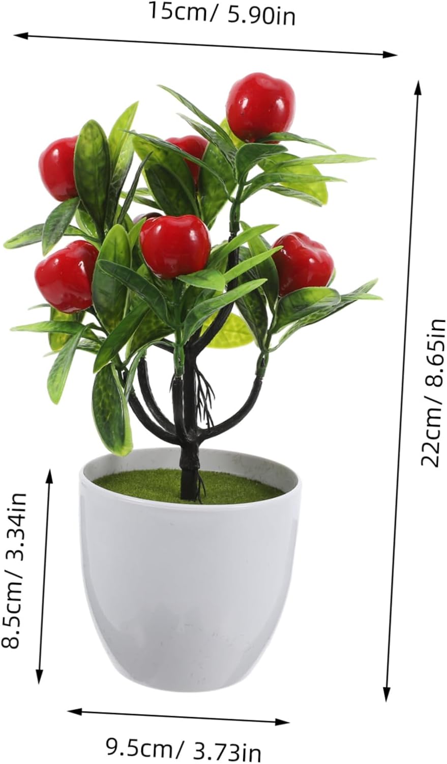 Kisangel Realistic Artificial Strawberry Bonsai Plant Decor