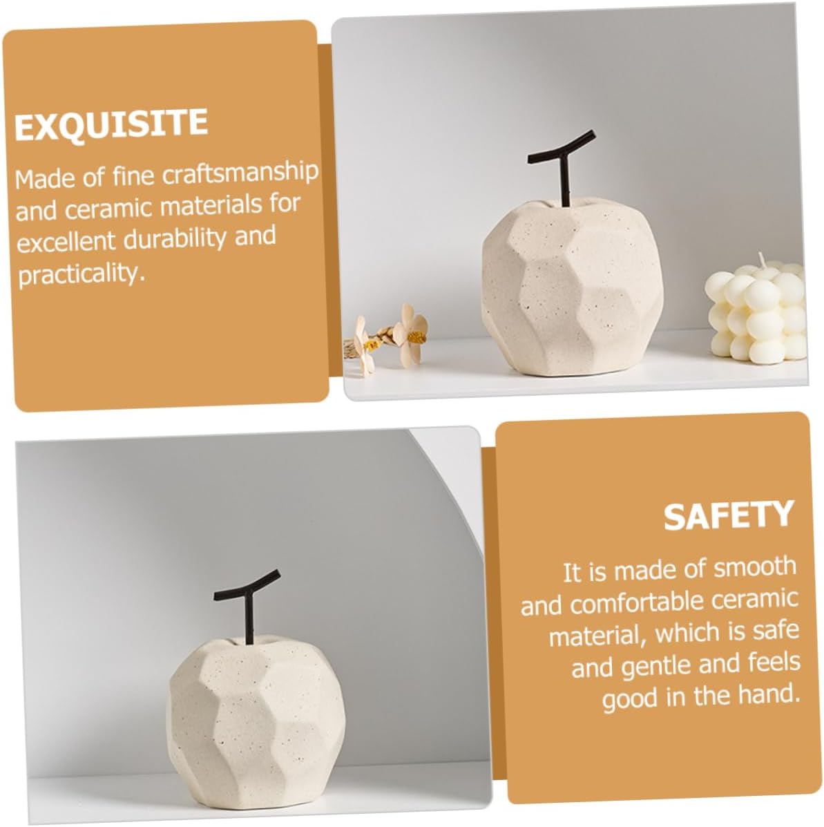 Ceramic Apple Sculpture for Home Decor