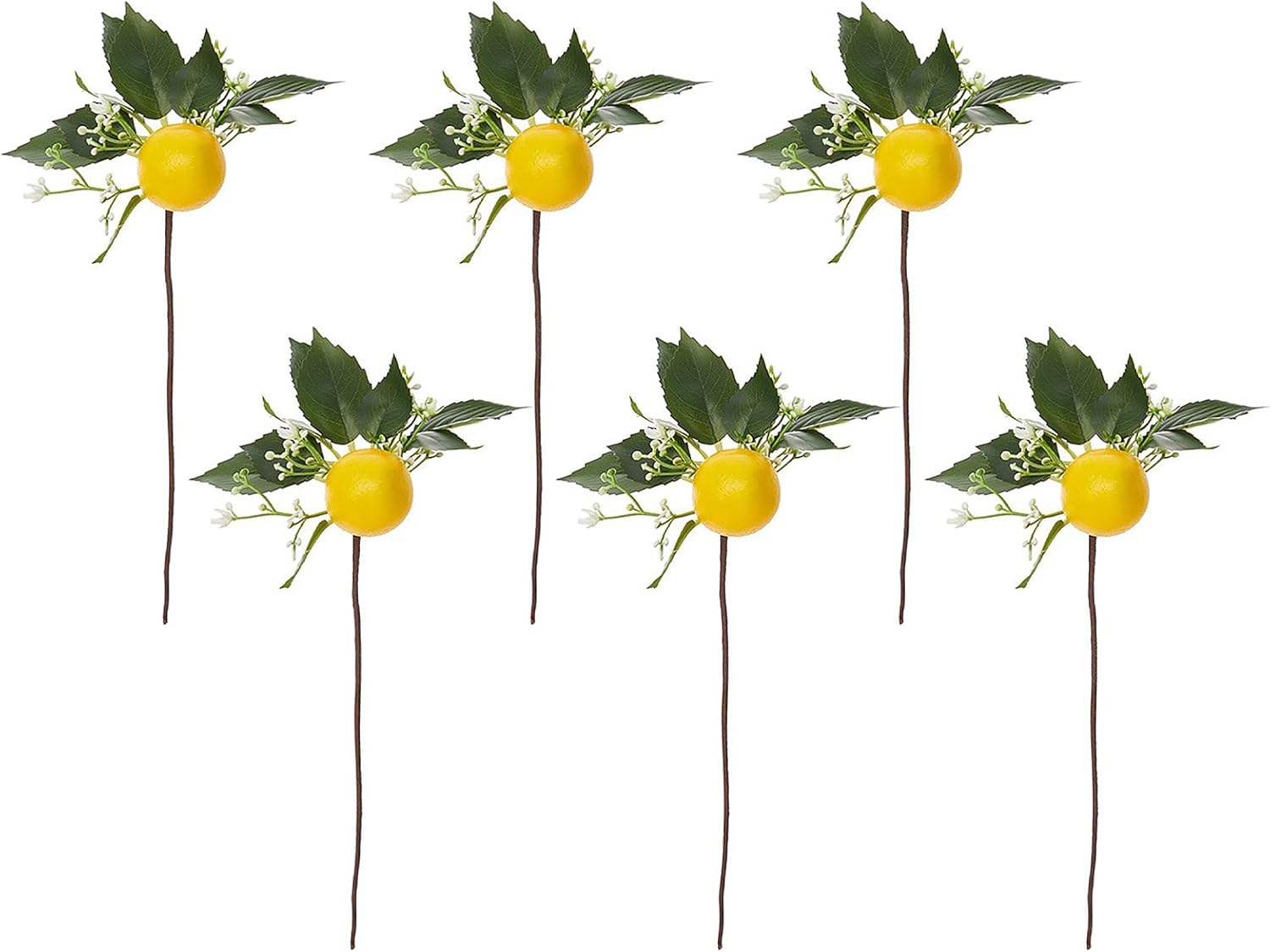 Wnvivi 6 Pcs Artificial Lemon Branches with Faux Fruits and Stems