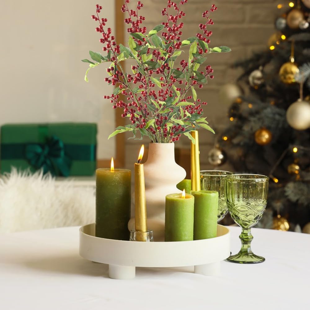 HUIANER Artificial Redberries 2pcs with Stems 275 Inch Lifelike Decor
