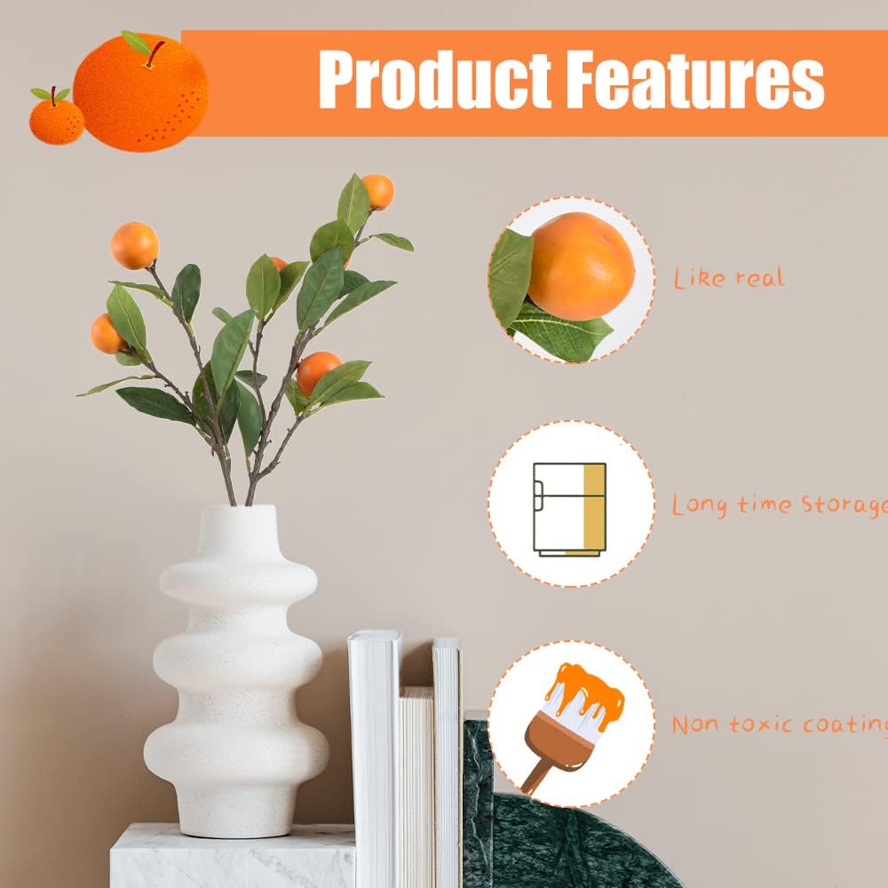 Hagao Artificial Orange Branch for Home and Party Decor
