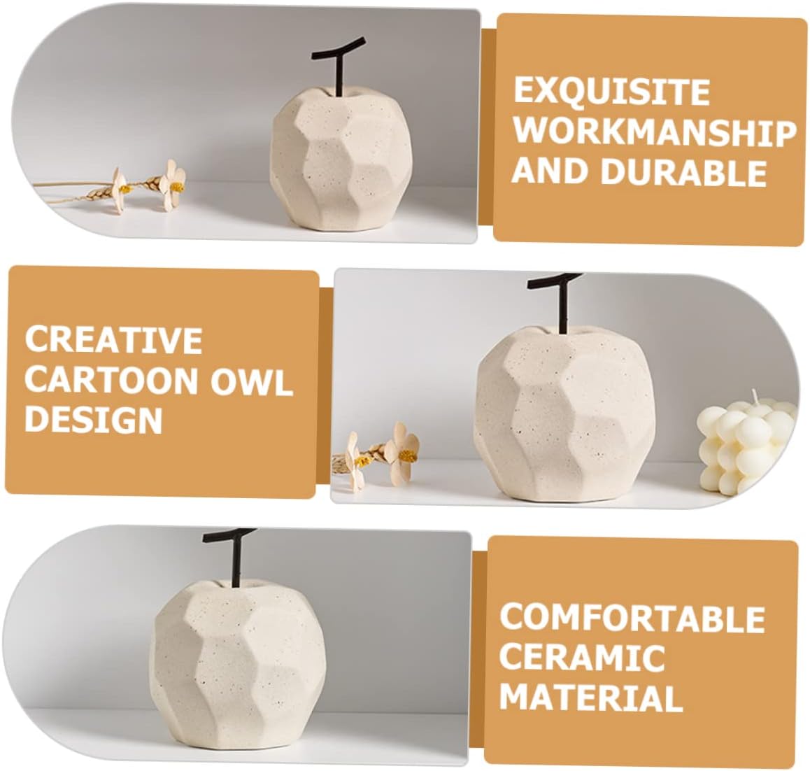 Unomor Ceramic Apple Ornament for Desktop Home Decor