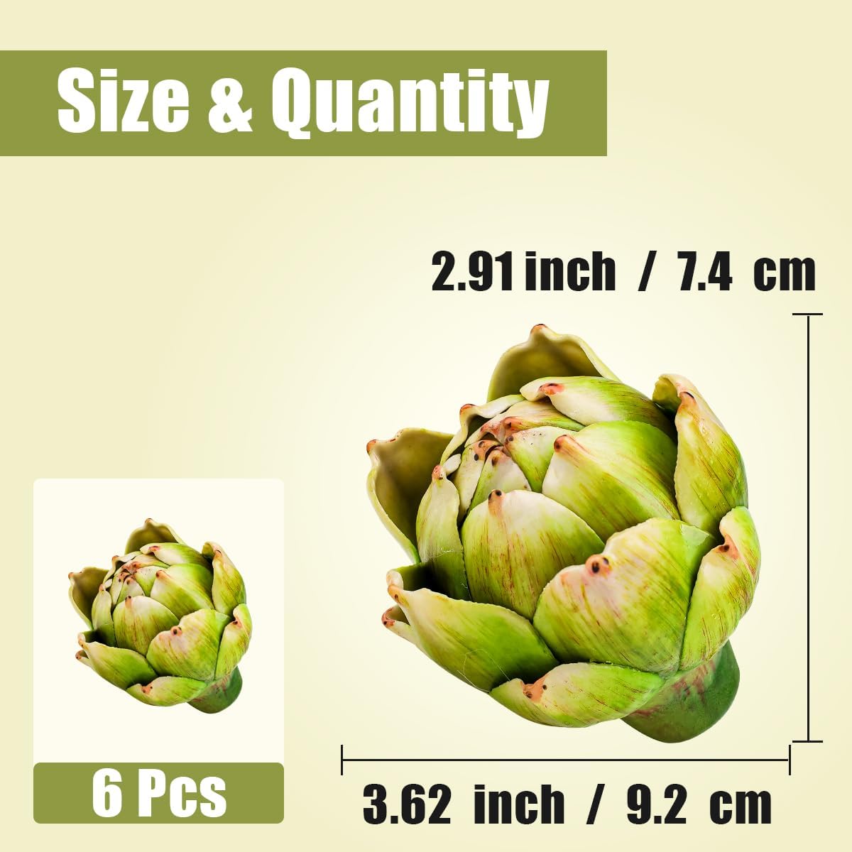6pcs Realistic Artificial Artichoke Decor Green