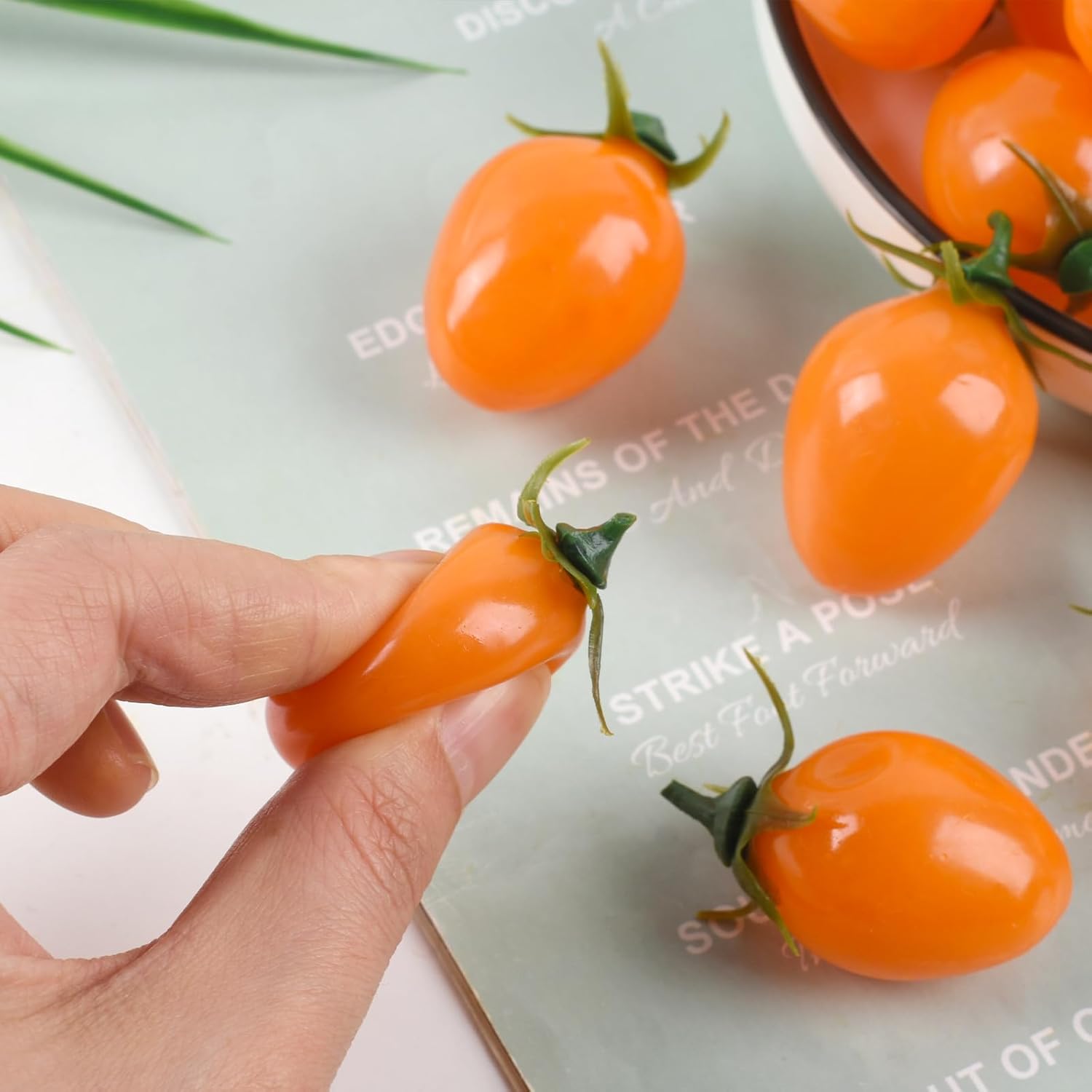 Luckforest Artificial Cherry Tomatoes 25 Pcs Yellow Decor