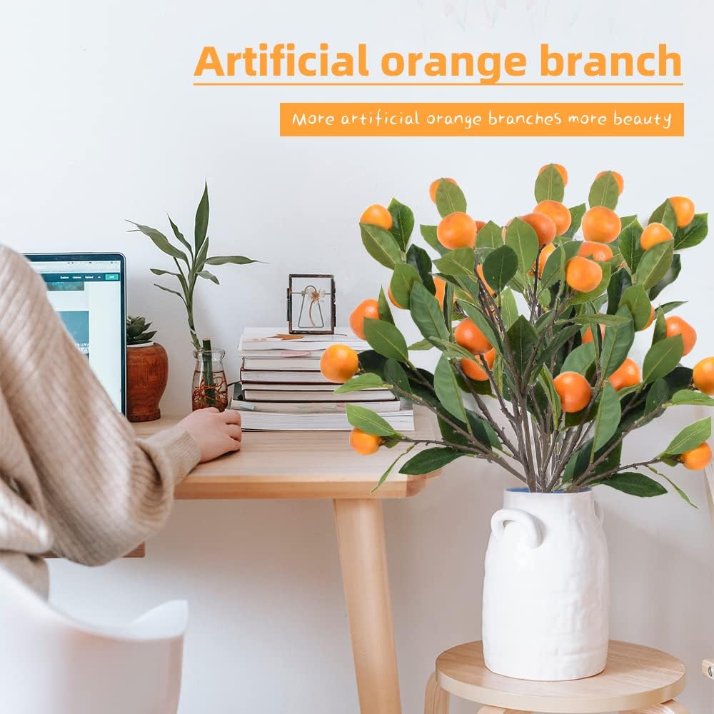 Hagao Artificial Orange Branch for Home and Party Decor