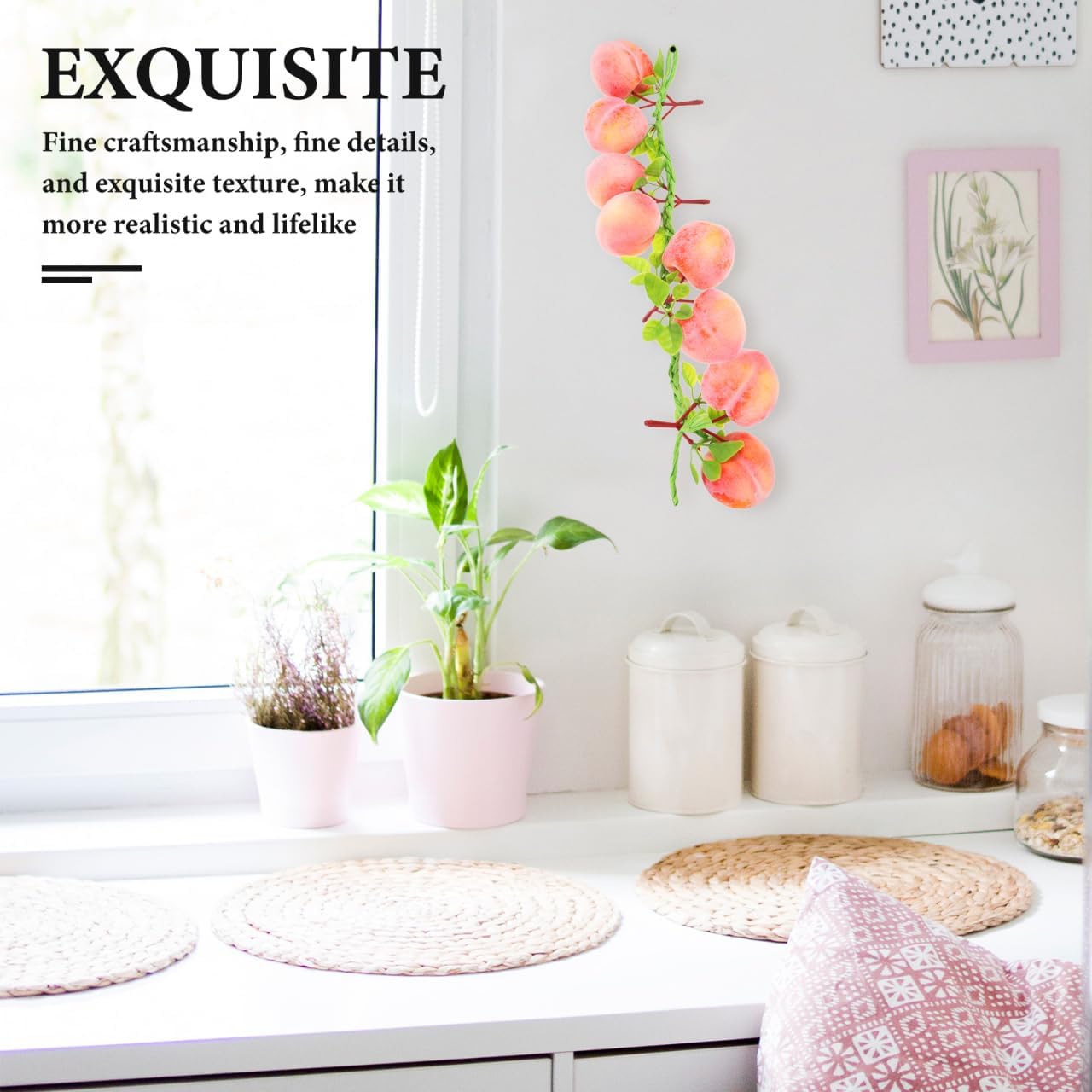 Kichvoe 3pcs Artificial Peach Clusters Hanging Ornament