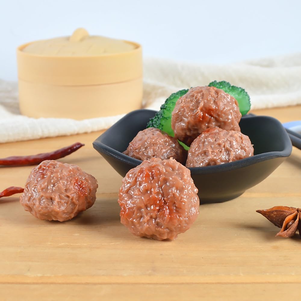 6pcs Artificial Lifelike Meatballs Photography Prop for Kitchen Display