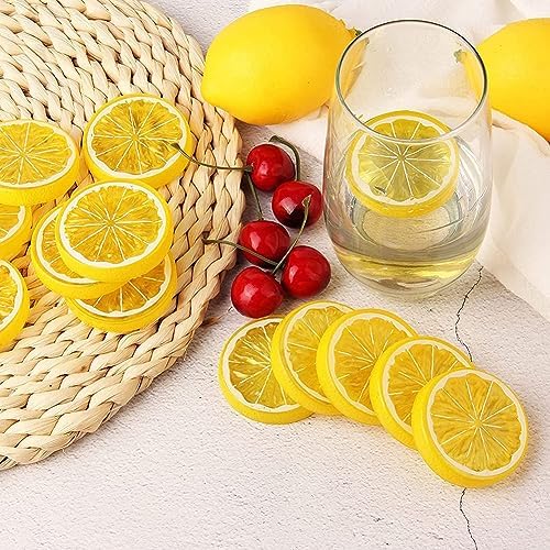 20 Pcs Plastic Lemon Slices Decorative Fruit Props