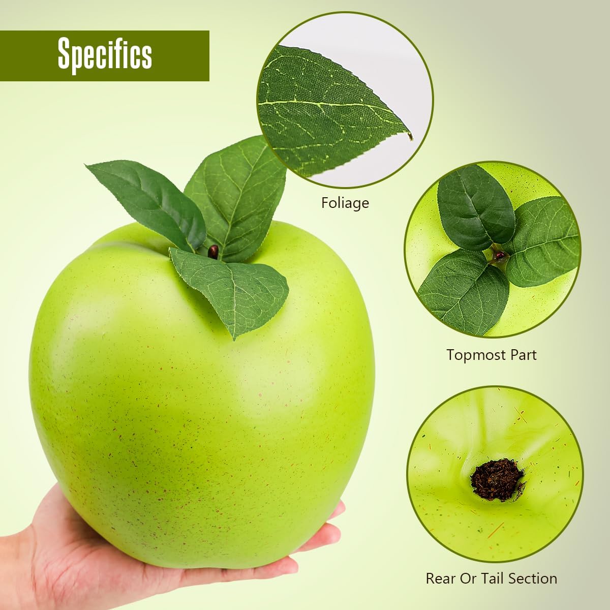 Folmywy Artificial Green Apple 74 Inch Lifelike Decoration