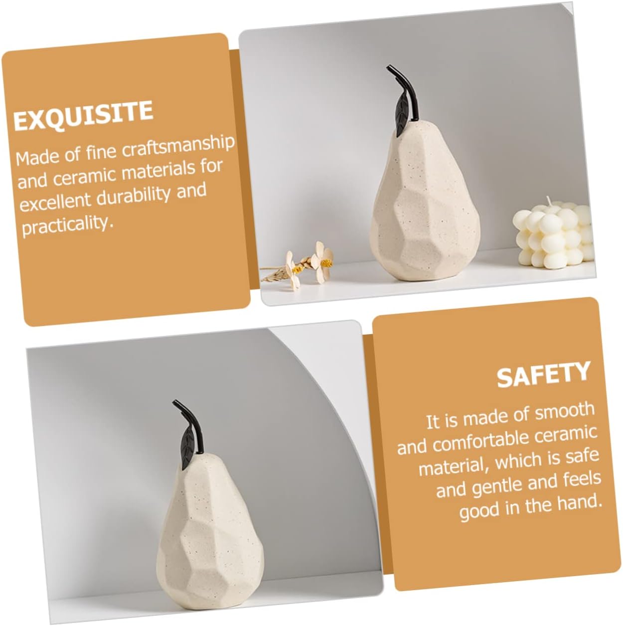 MAGICLULU Ceramic Pear Sculpture for Home Decor