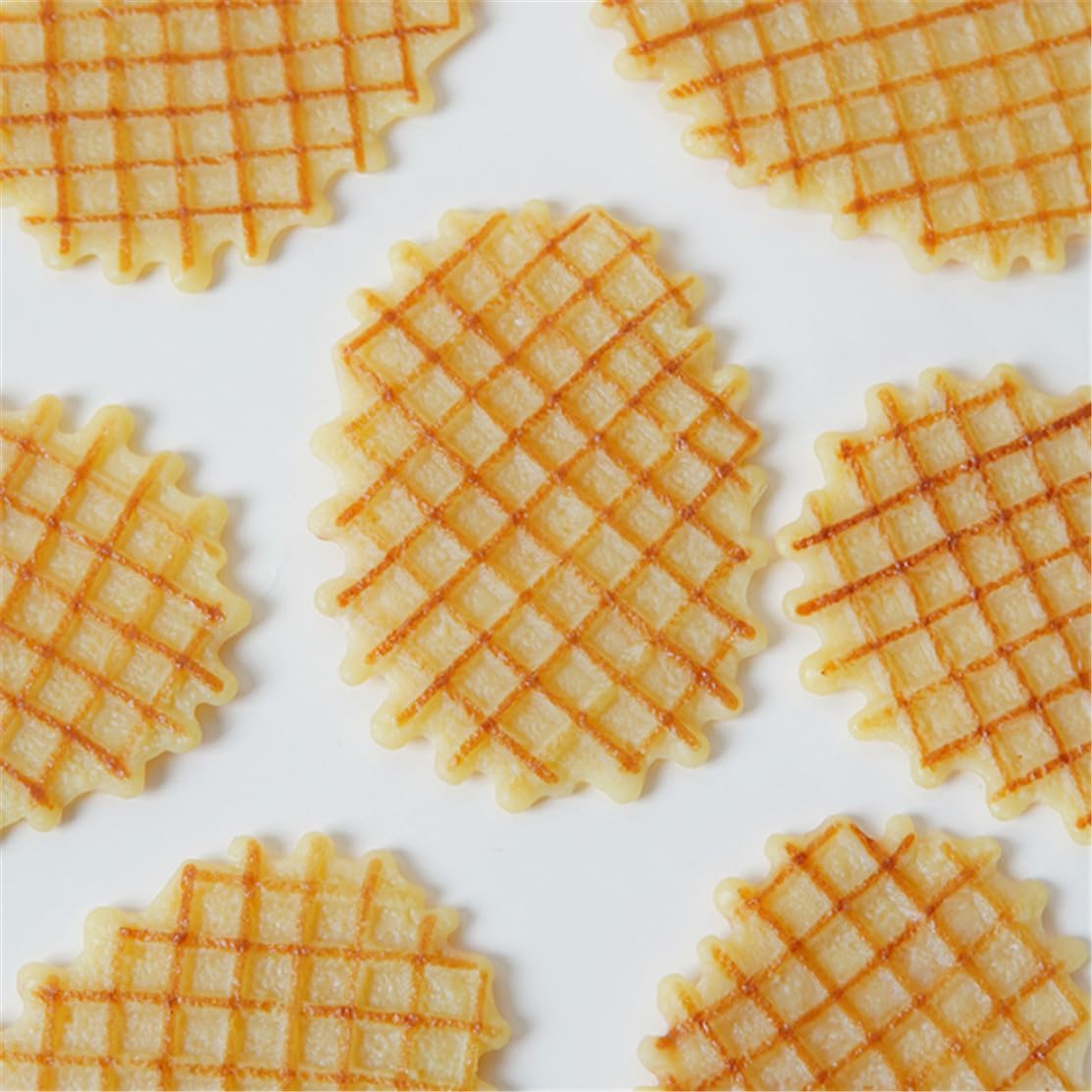 6PCS Artificial Waffle Cookies Models for Display and Decoration