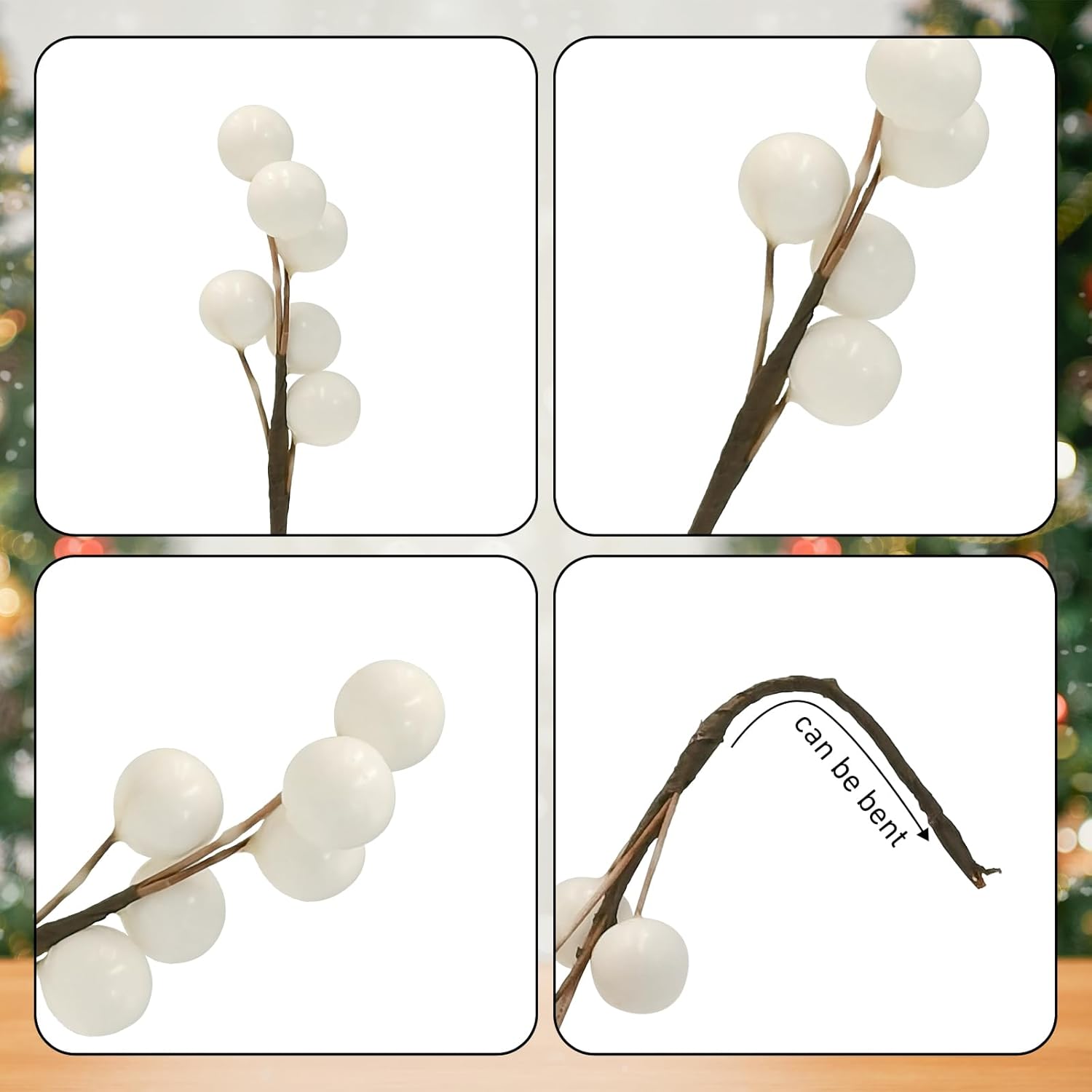 60 Artificial Holly Berries Stems for Christmas Decor