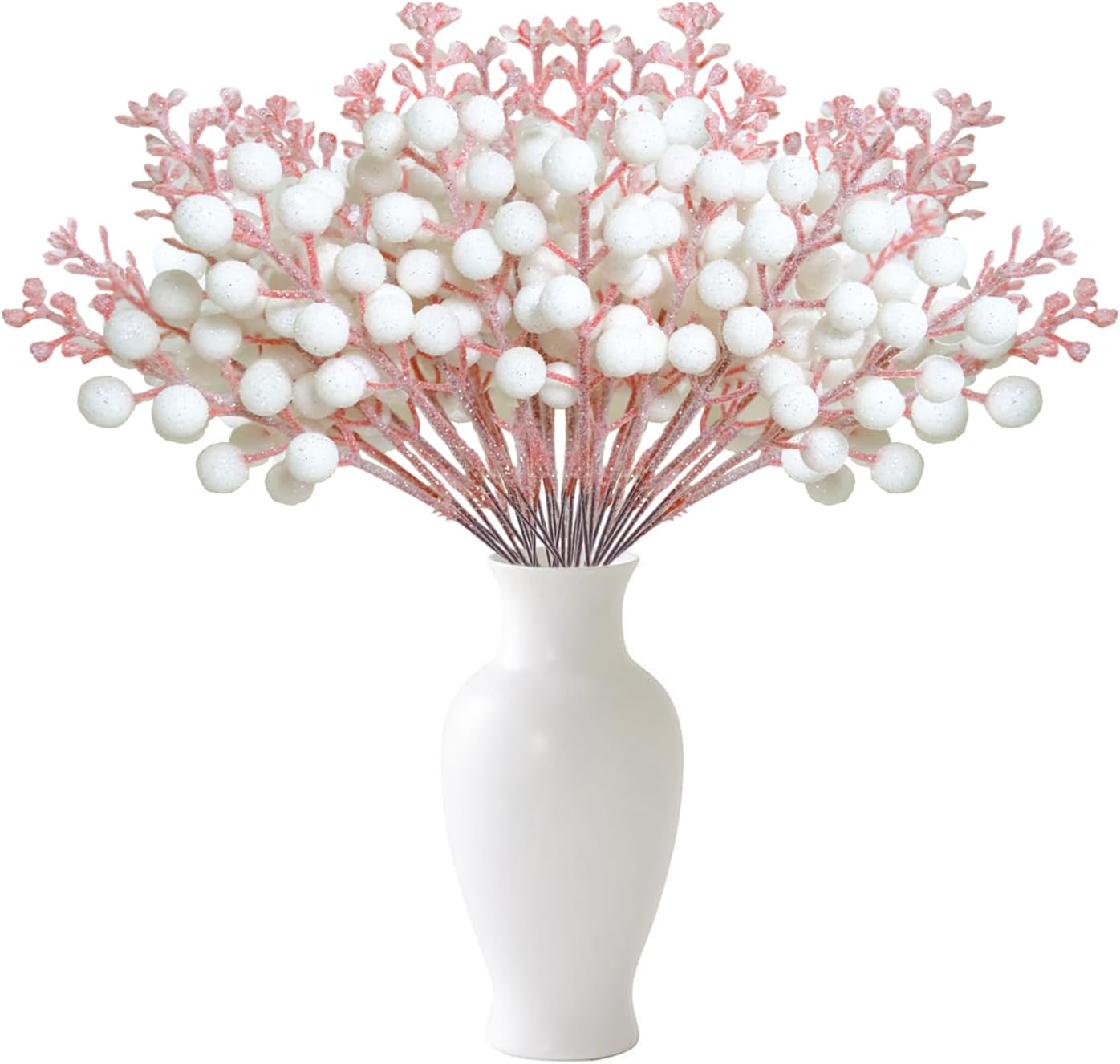 24 Pack Glitter Berry Stems for Christmas Decor