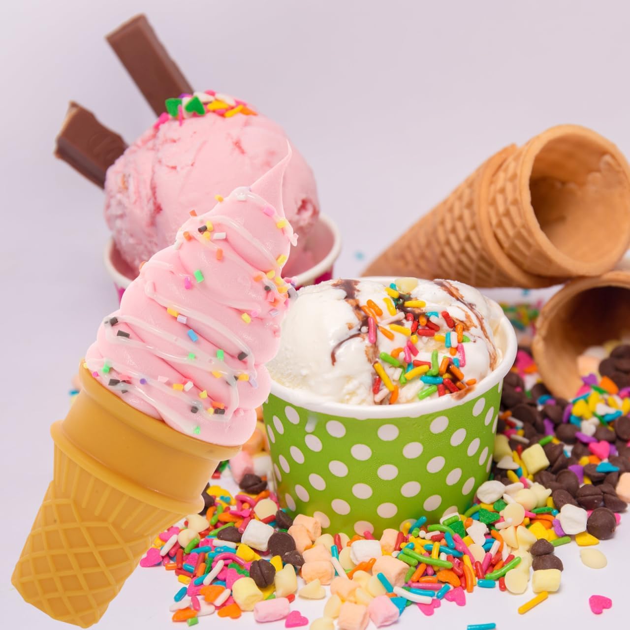 Cabilock Lifelike Ice Cream Cone Artificial Model