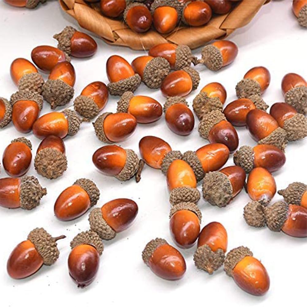 AKOAK Artificial Acorns 30 Pcs Dark Brown Lifelike