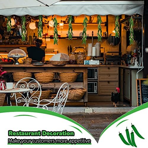 Artificial Hanging Pepper Garland 2 Sets Green