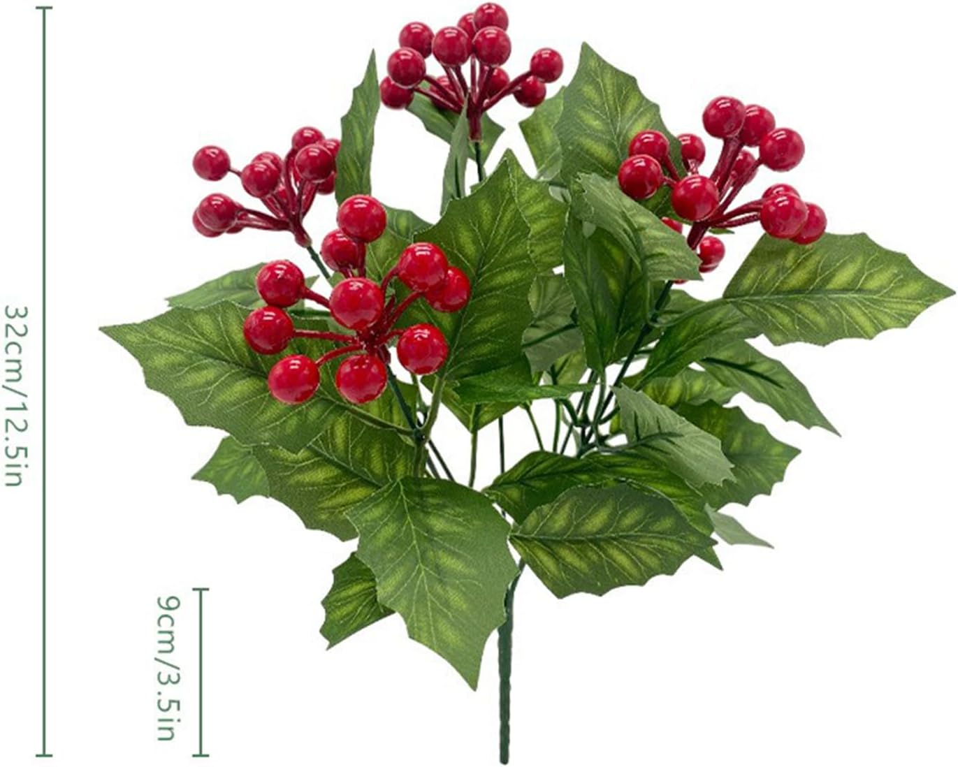 4PCS Artificial Holly Leaves Berries Bundle for Christmas Decor