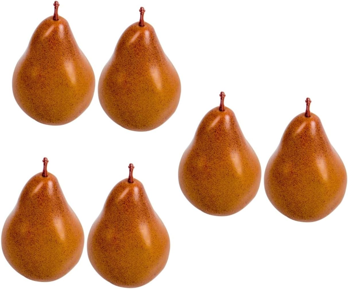 6pcs Faux Pears Decorations Lifelike Artificial Fruit Models for Home Kitchen Office and Restaurant