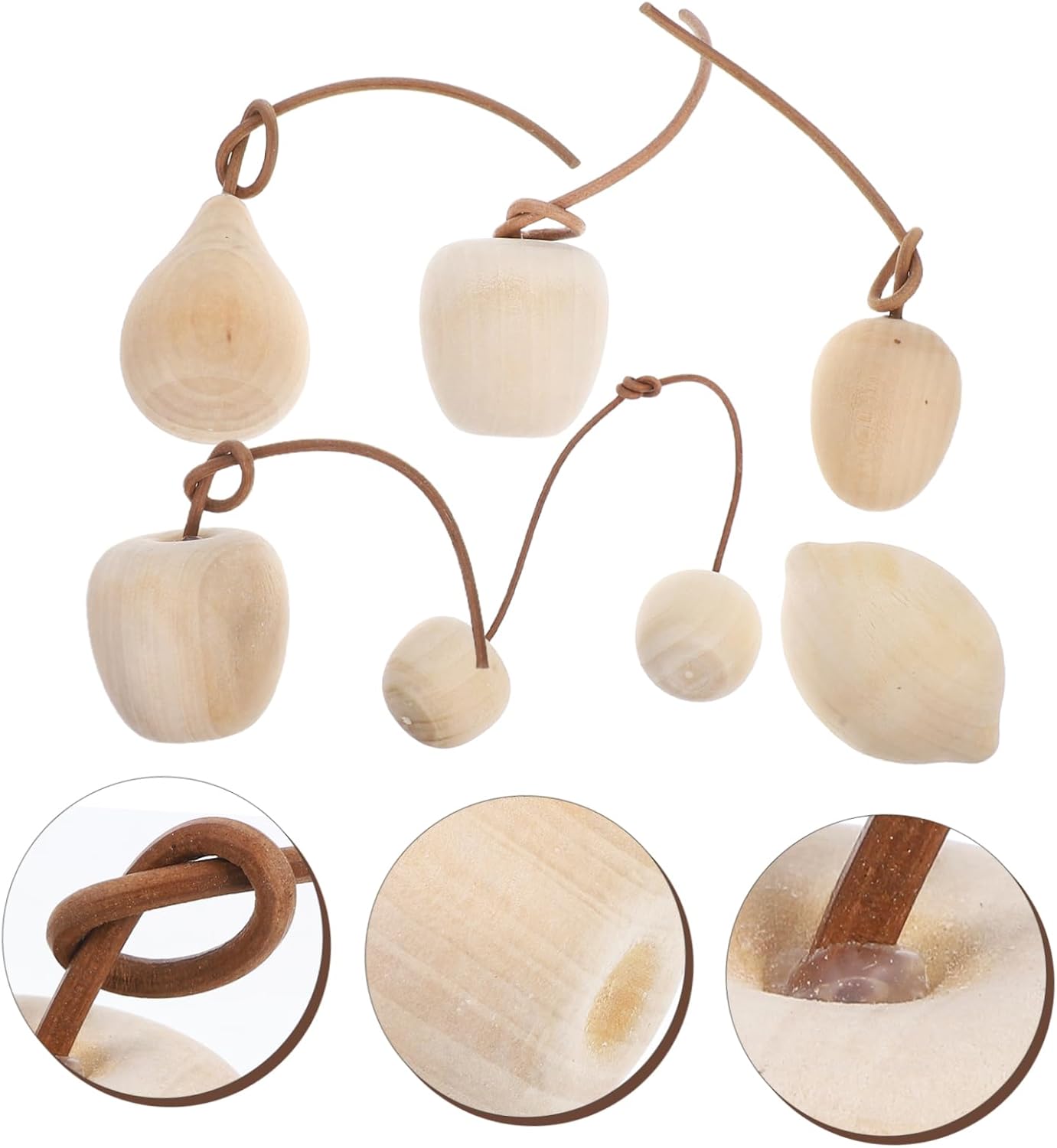 NUOBESTY 6Pcs Unfinished Fruit Wood Blanks for DIY Crafts