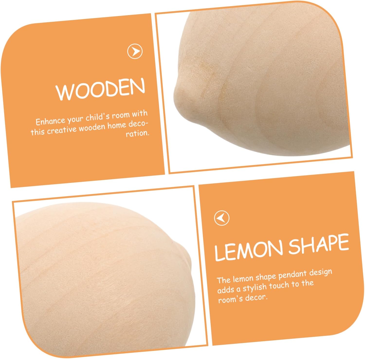 HOMSFOU 5pcs Wooden Lemon Shapes for Art and Craft Projects