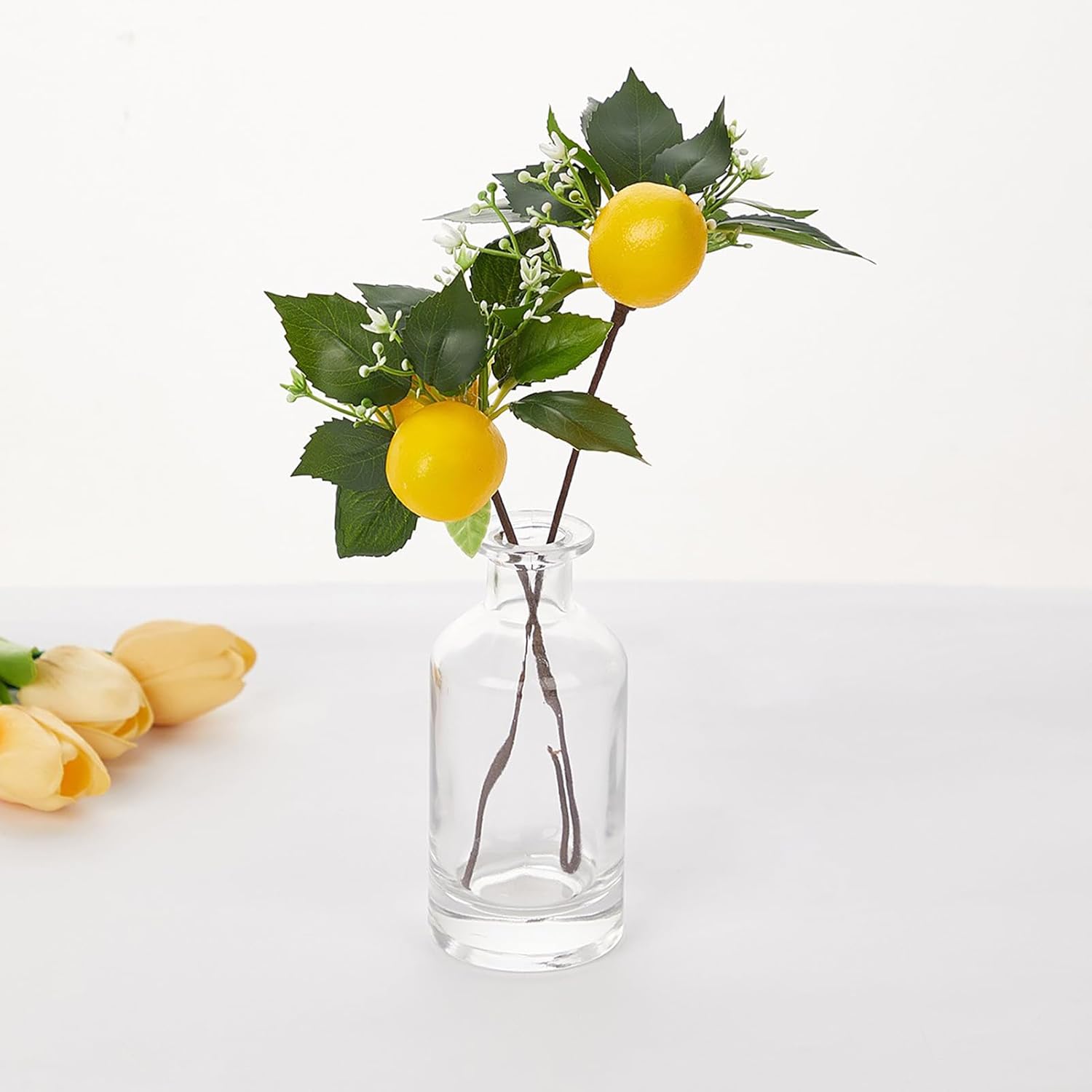 Wnvivi 6 Pcs Artificial Lemon Branches with Faux Fruits and Stems
