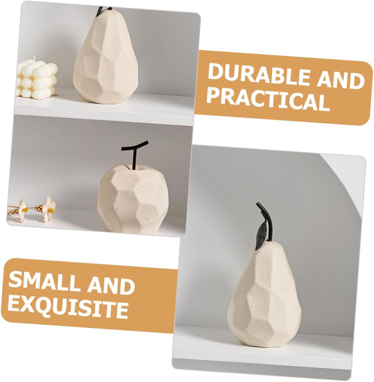 Geometric Pear Ceramic Sculpture for Home Office Garden Decor
