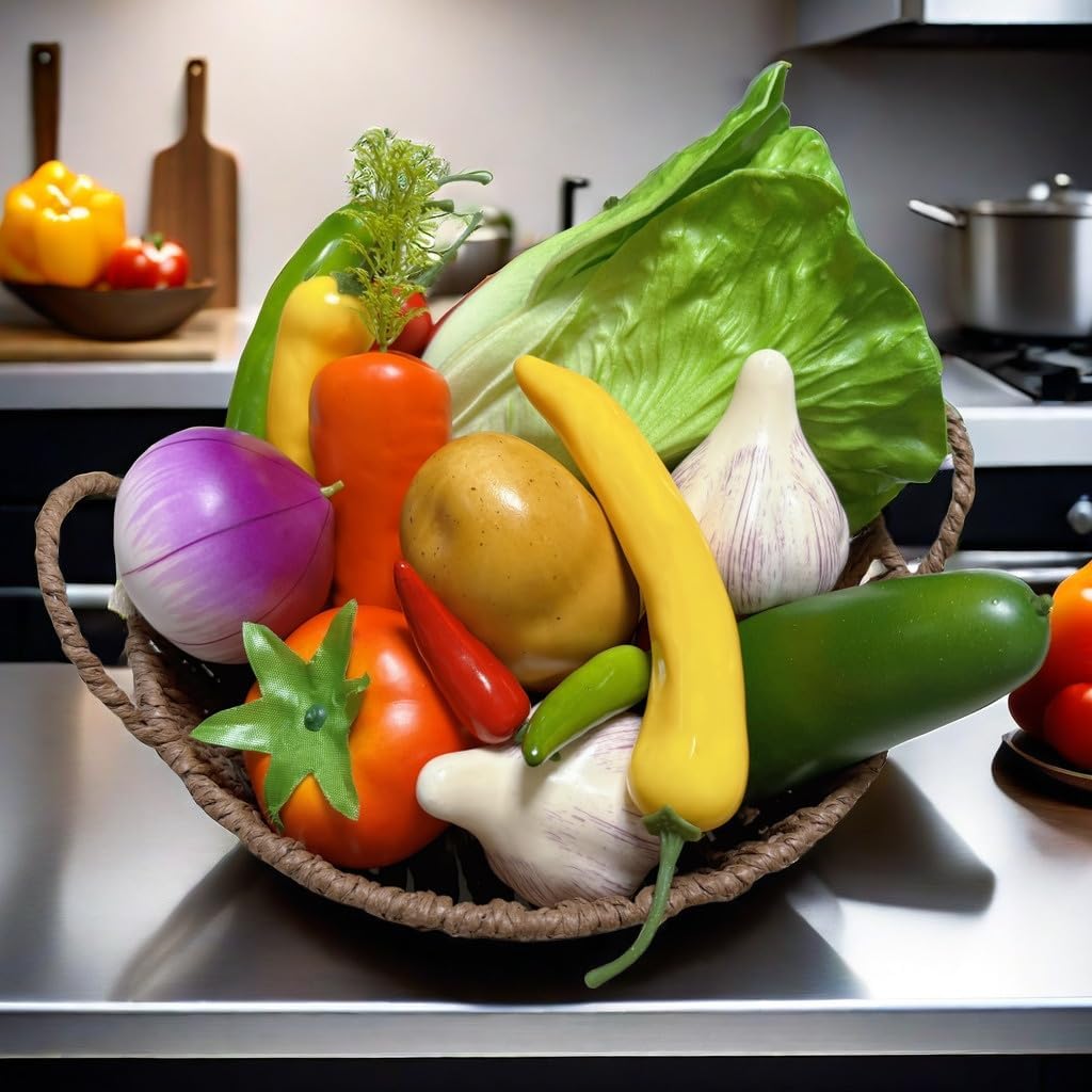 21pcs Realistic Artificial Vegetables for Kitchen Decor
