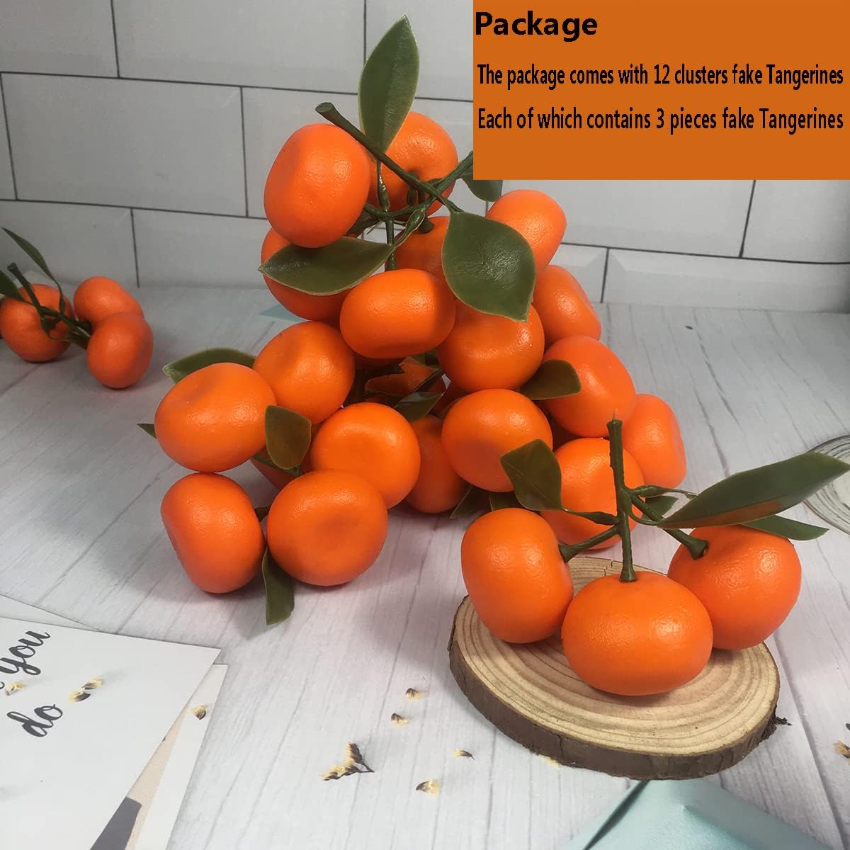 12 Clusters Artificial Tangerines for Home Party Wedding Decor