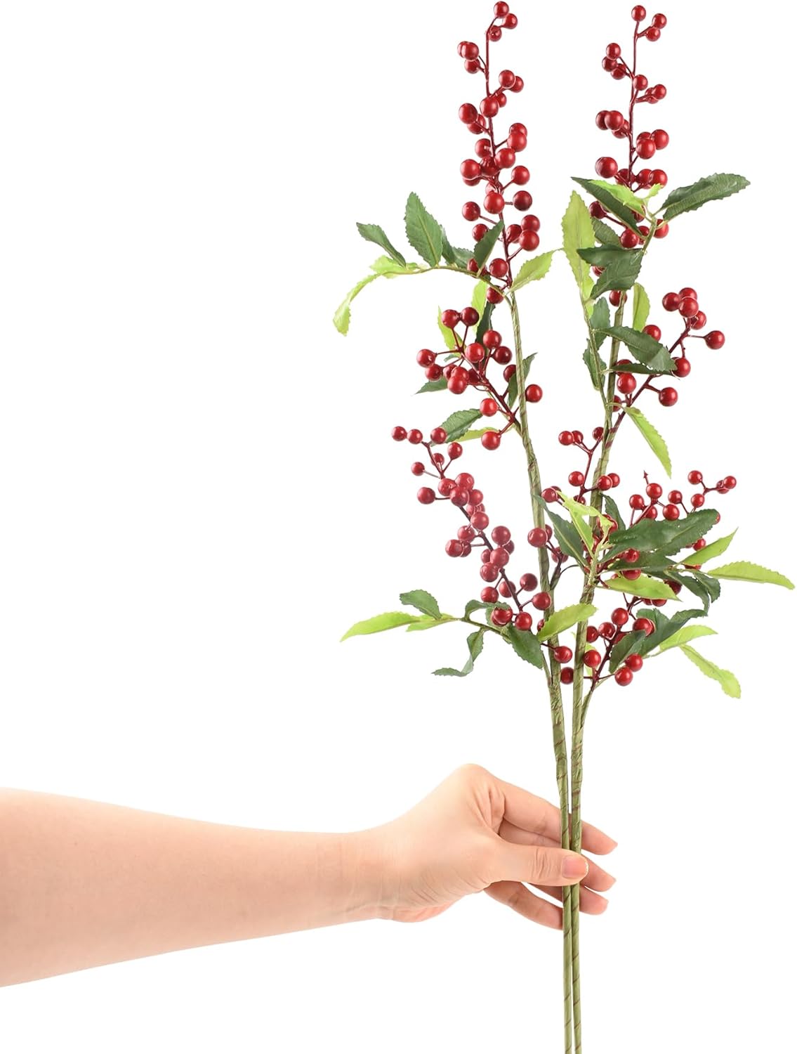 HUIANER Artificial Redberries 2pcs with Stems 275 Inch Lifelike Decor