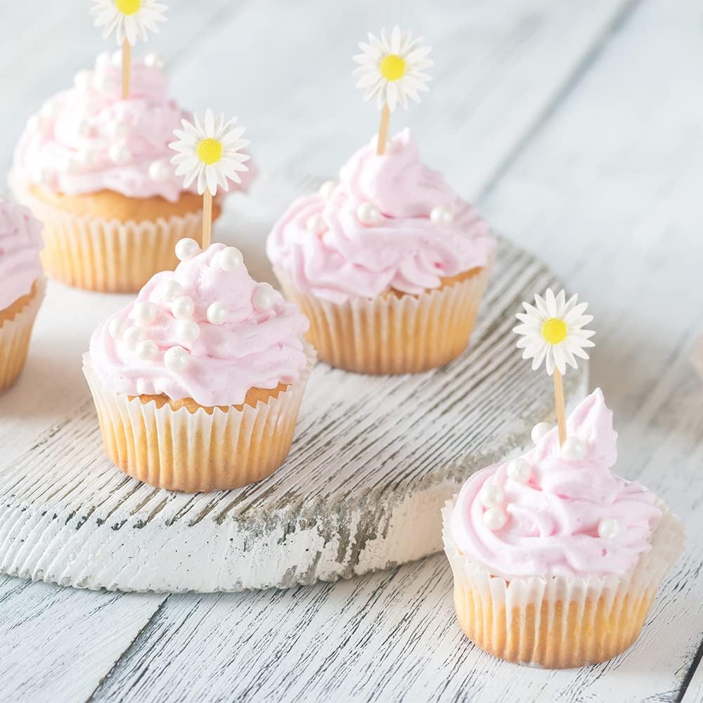 Resin White Daisy Artificial Flowers 40 Pcs