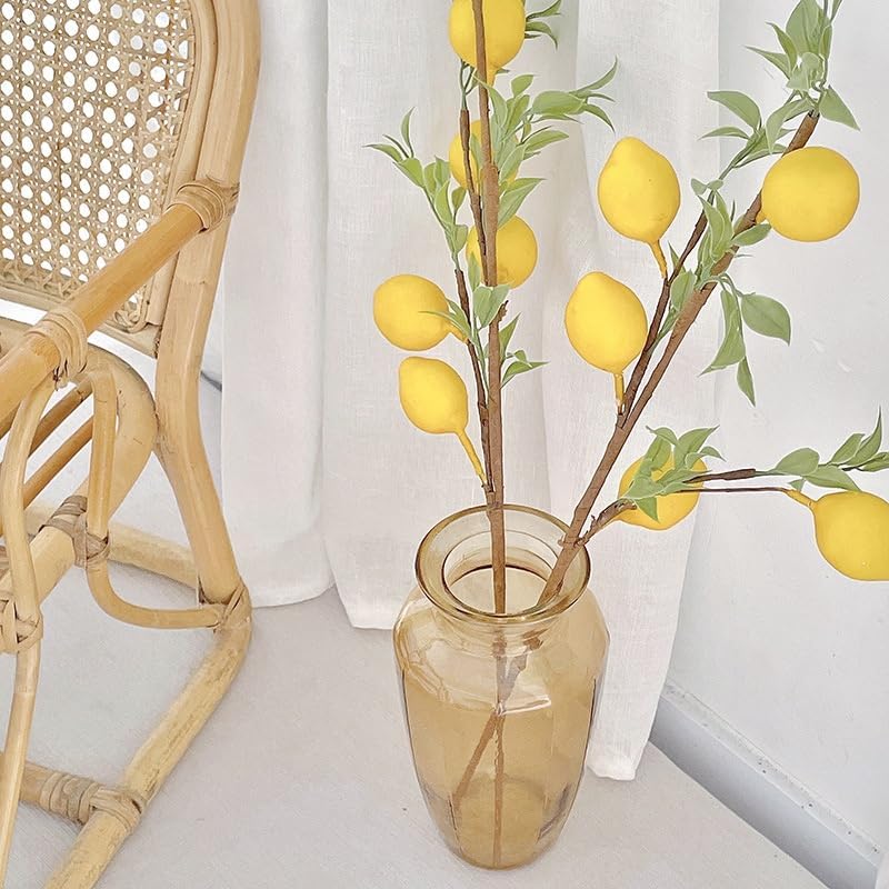 3 Pcs Artificial Lemon Branches 19 Inch Fake Lemon Decor