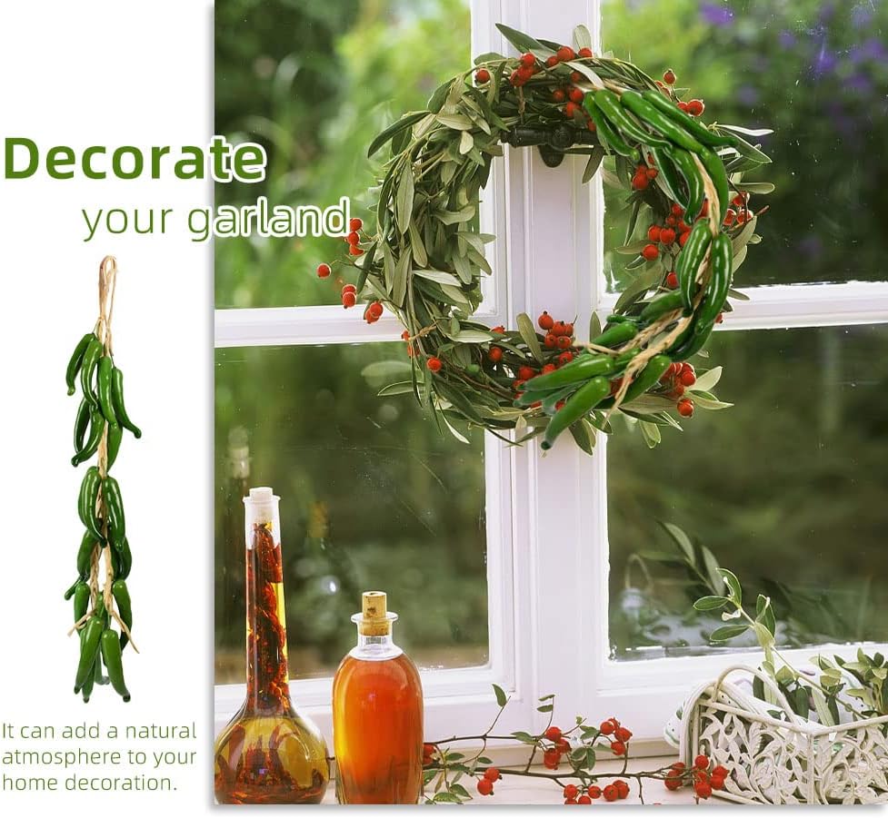 Artificial Hanging Pepper Garland 2 Sets Green