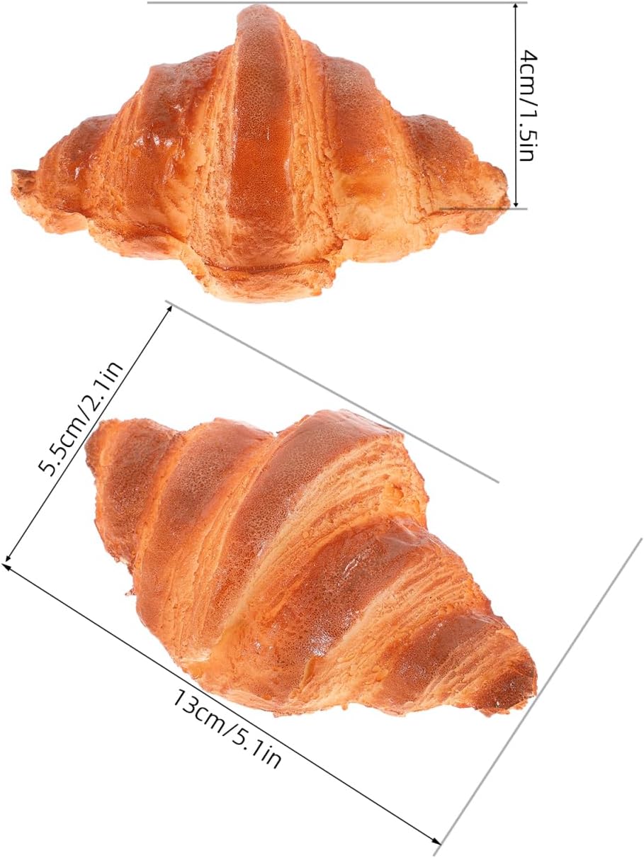 Realistic Artificial Croissant Rolls for Bakery Display and Photography Props
