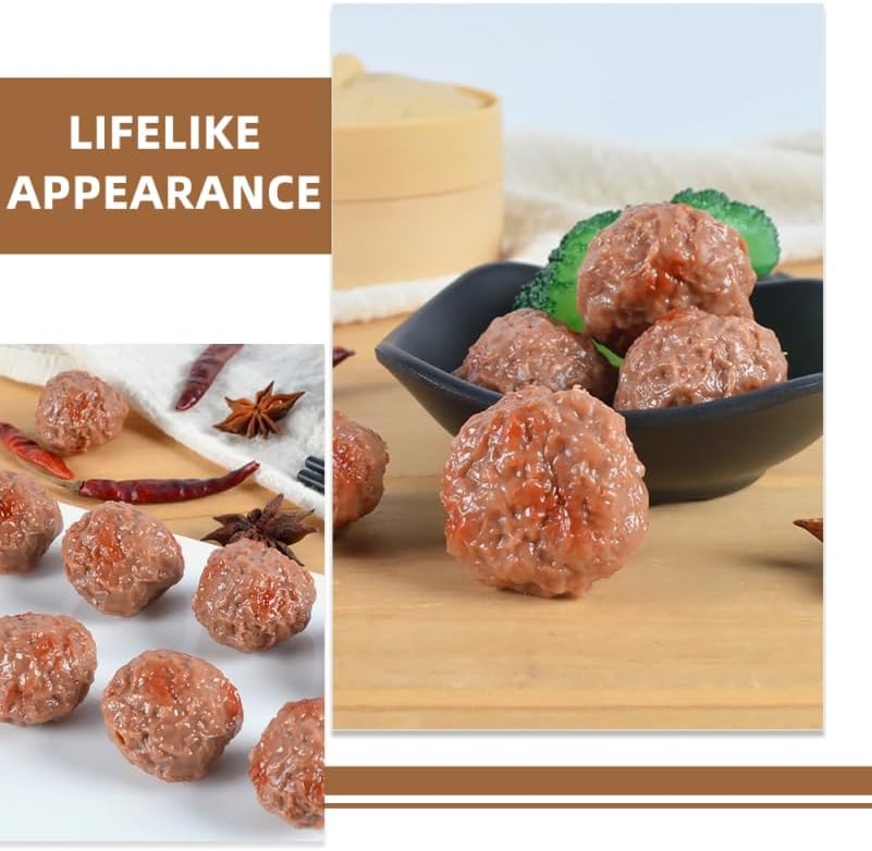Totority 16 Pcs PVC Simulated Beef Meatball Decor Props