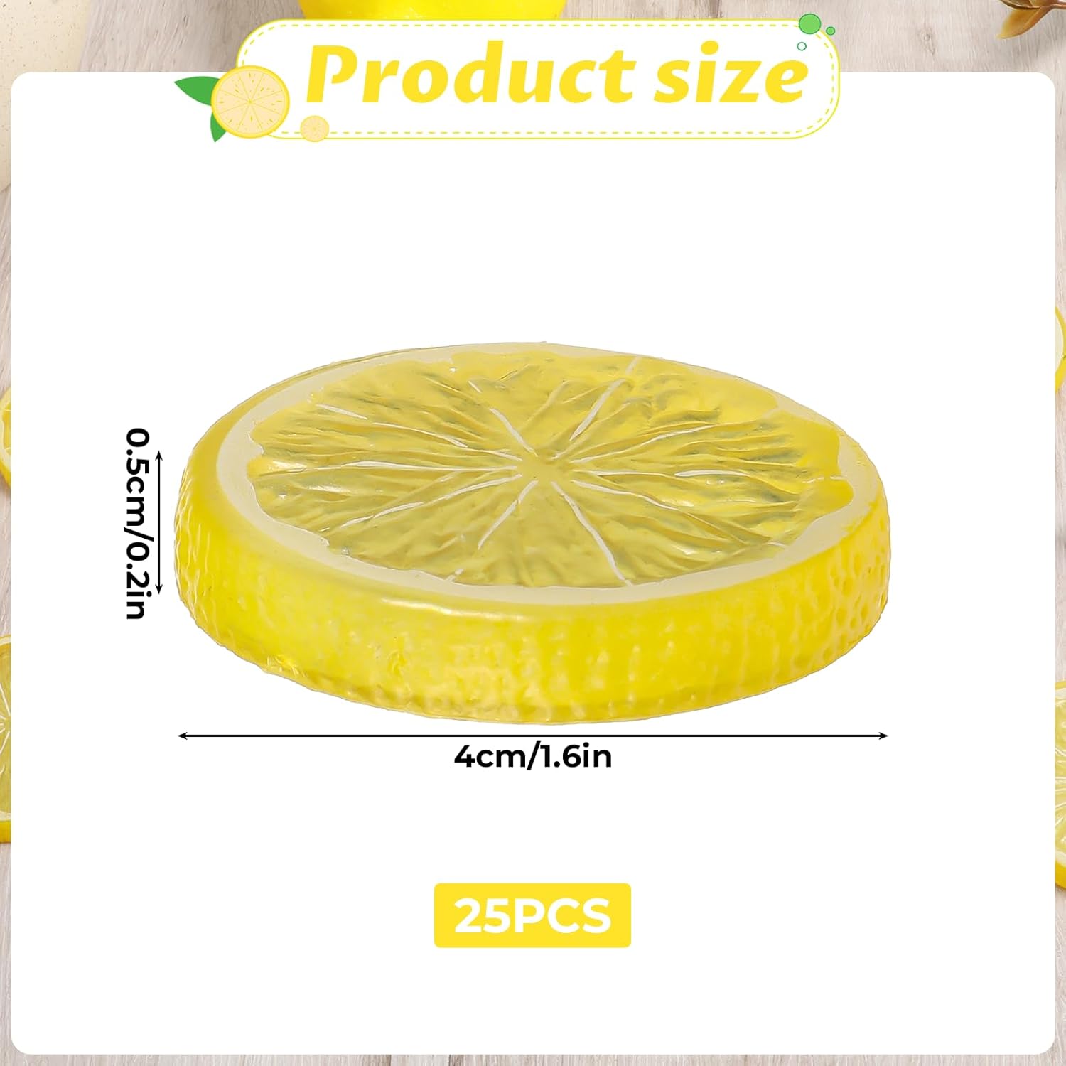 25Pcs Mini Artificial Lemon Slices for Home Decor