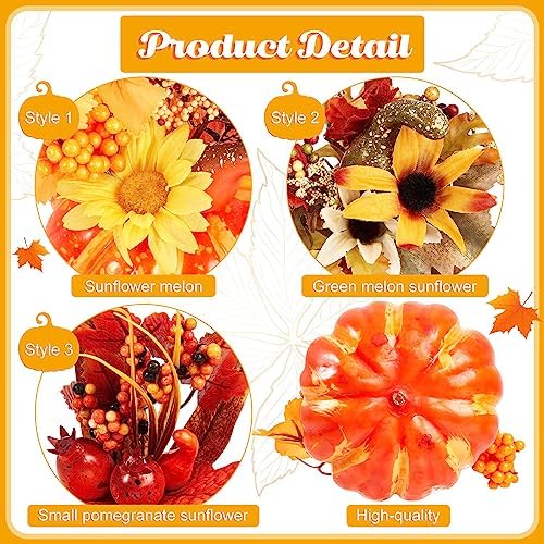 Leinuosen 12 Pcs Fake Pumpkin Centerpiece for Fall Decor
