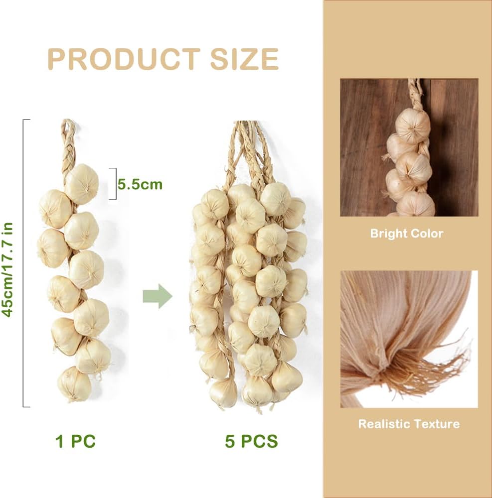 Lifelike Artificial Garlic Hanging String Decor 1 Pack