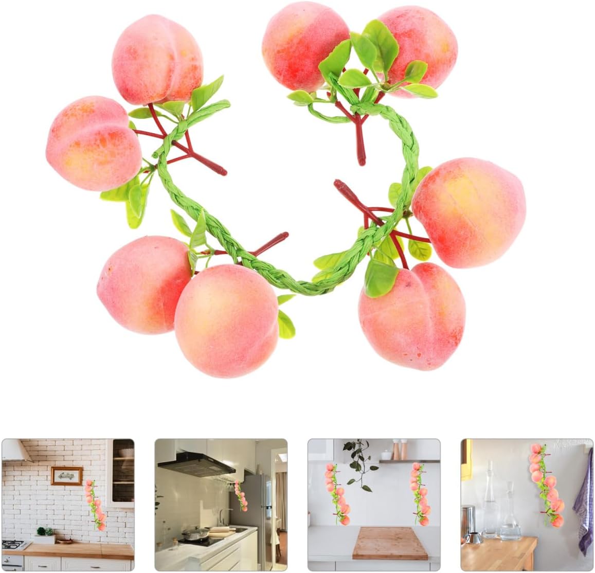 Kichvoe 3pcs Artificial Peach Clusters Hanging Ornament