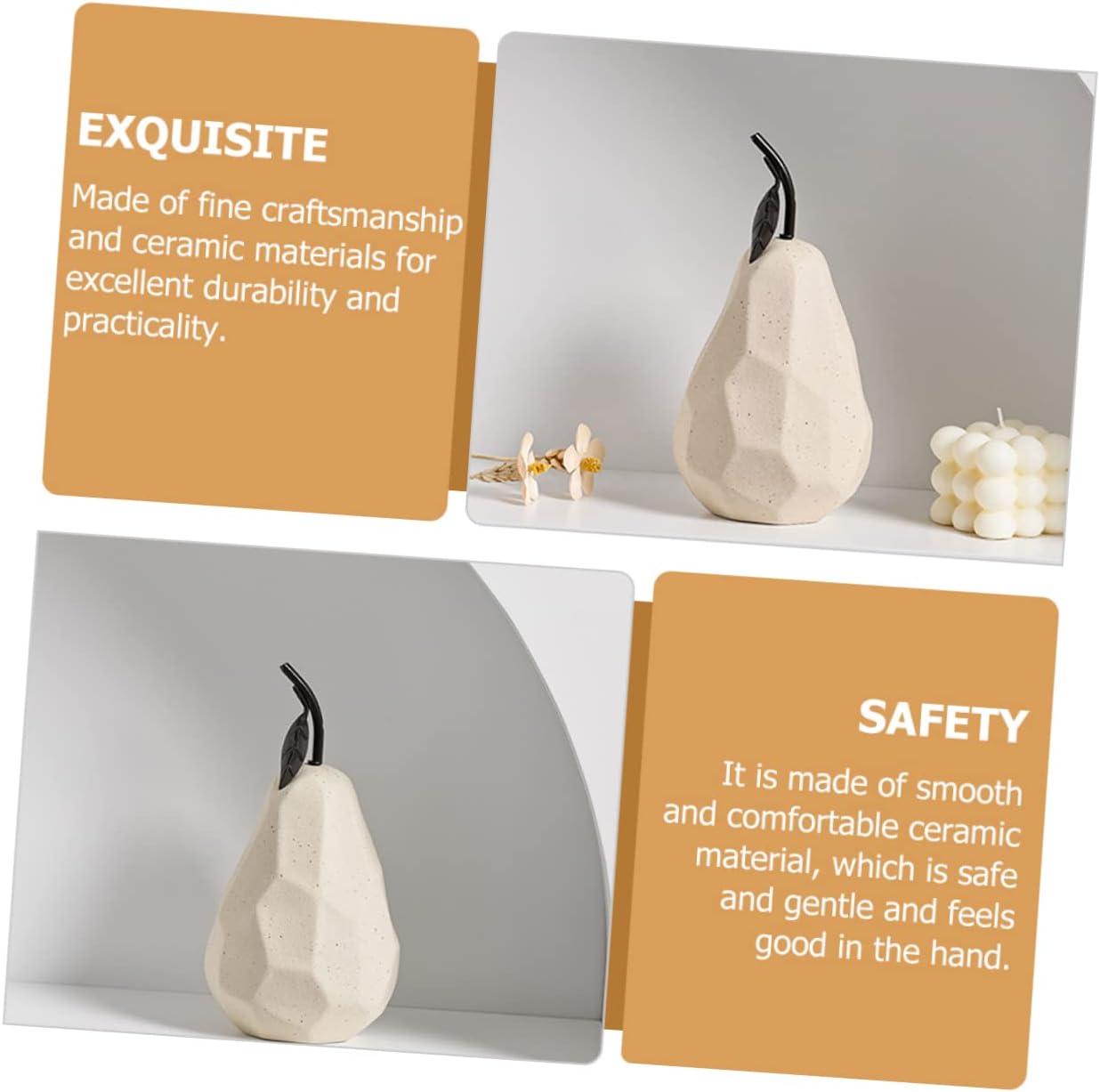 Happyyami Ceramic Pear Sculpture Home Decor Ornament
