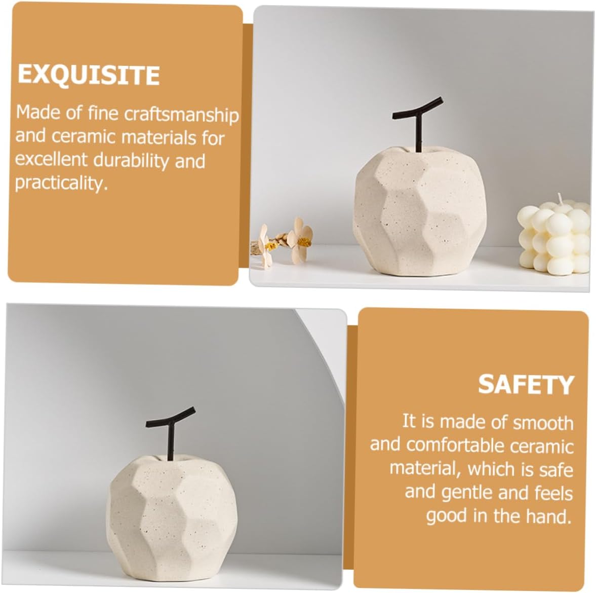 Alipis Ceramic Apple Decor Figurine Living Room Art