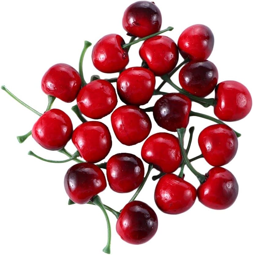 Lifelike Artificial Cherries Red and Red-Black 20pcs