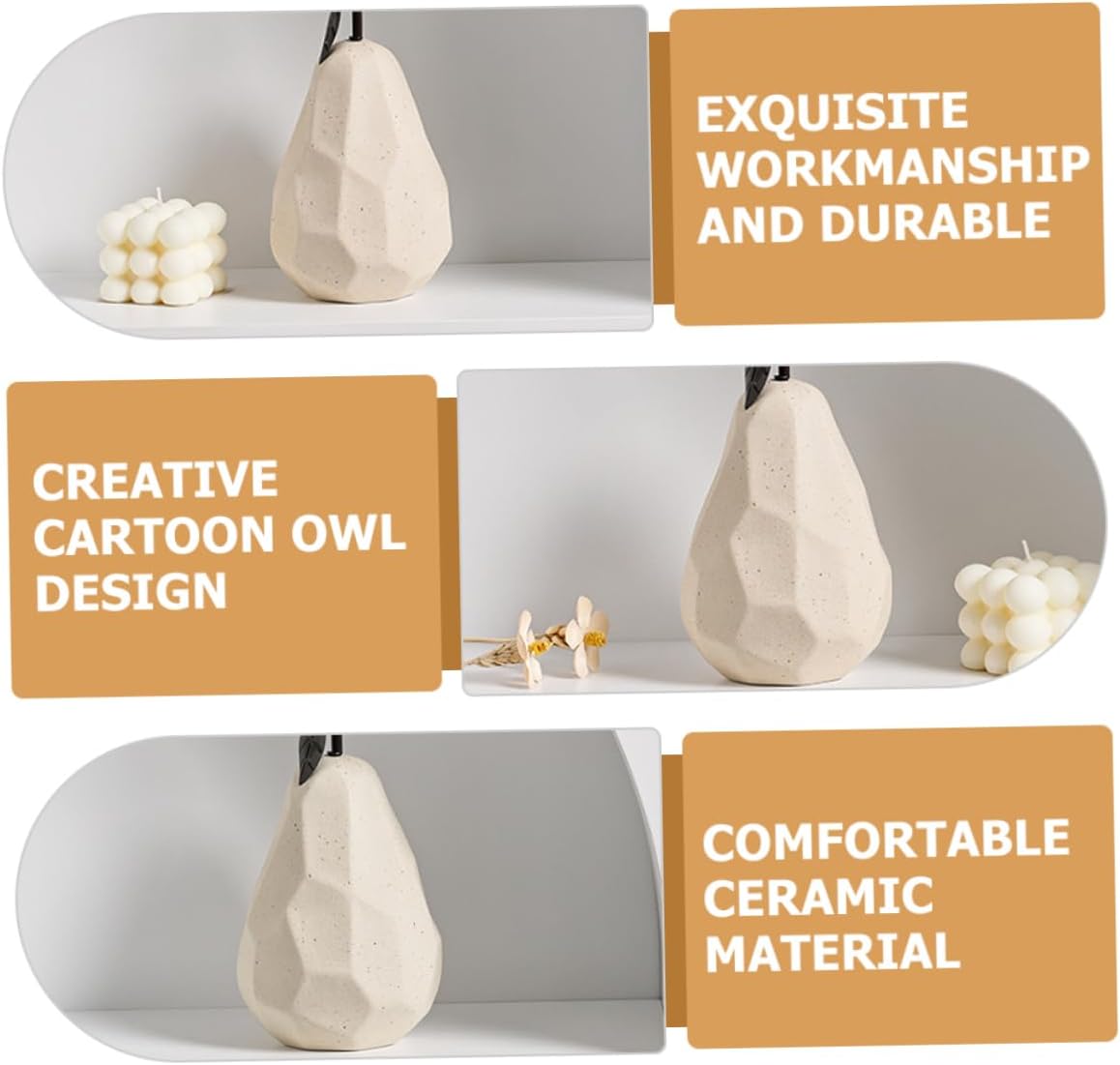 Cabilock Geometric Pear Ceramic Decor for Home