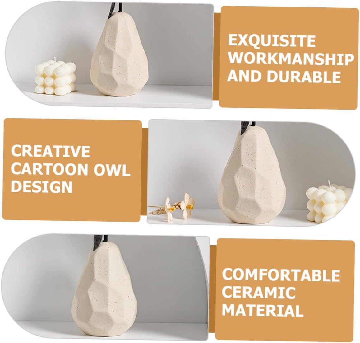Ceramic Pear Sculpture Adorable Desktop Decor