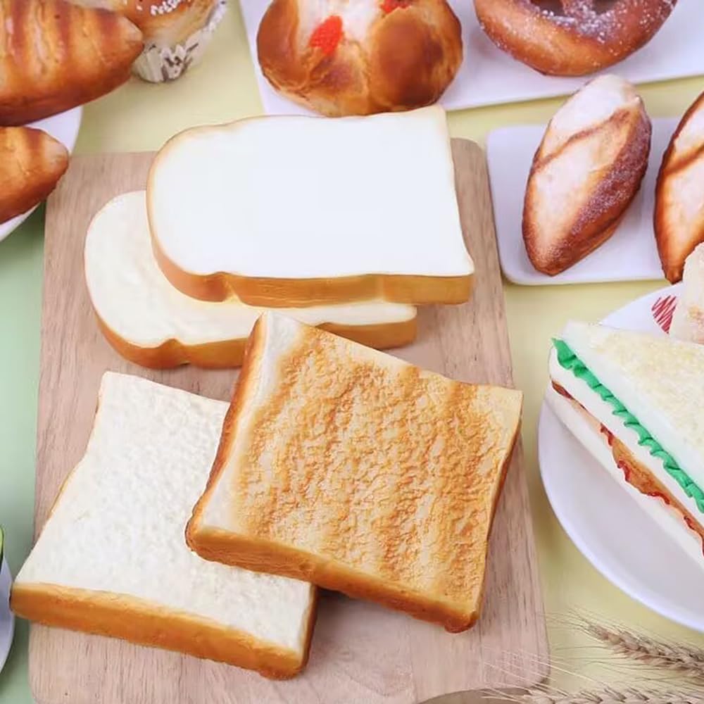 4Pcs Artificial Toast Slice Realistic Bread Decoration